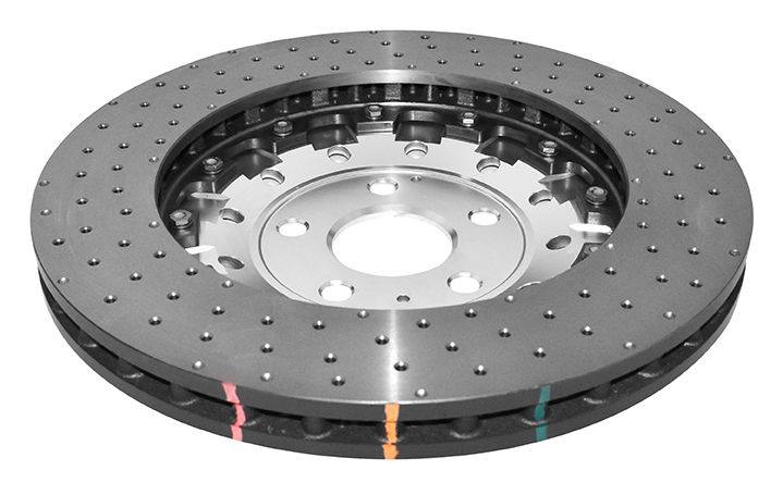 DBA DBA52842SLVXD - Drilled and Dimpled 5000 XD Clear Anodized 2 Piece Brake Rotor with Kangaroo Paw Vanes