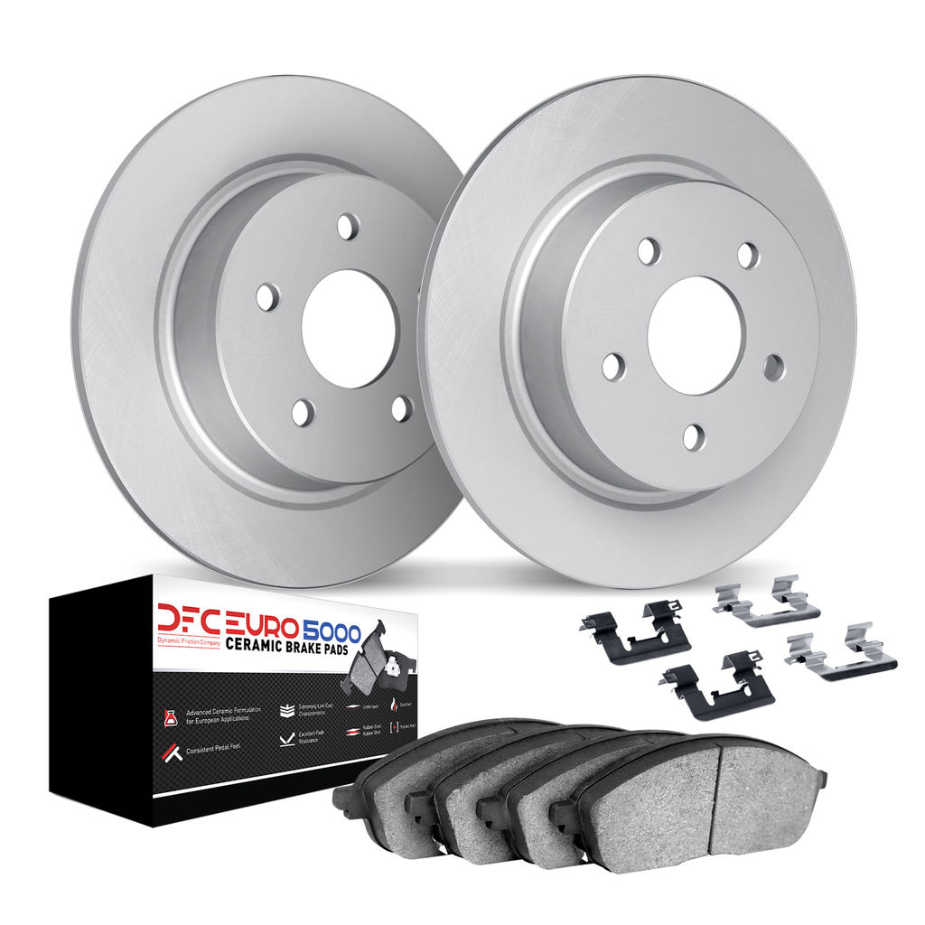 Dynamic Friction 4612-02001 - Brake Kit - Geostop Rotors and 5000 Euro Ceramic Brake Pads with Hardware