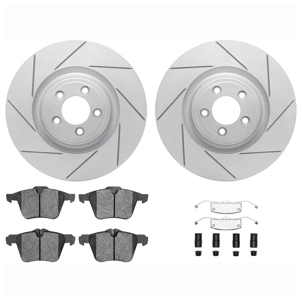 Dynamic Friction 2712-20008 - Brake Kit - Slotted Coated Carbon Alloy Brake Rotor and Active Performance 309 Brake Pads