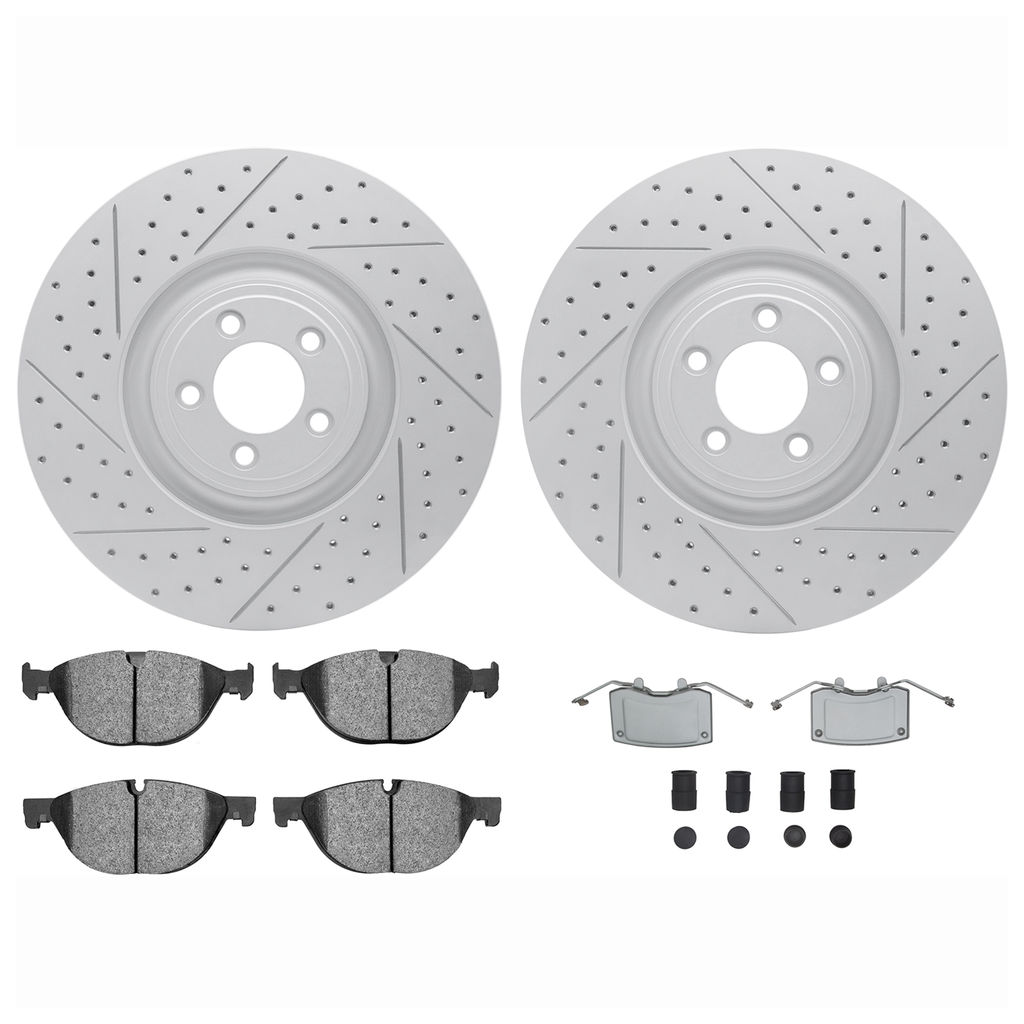 Dynamic Friction 2712-20019 - Brake Kit - Geoperformance Coated Drilled and Slotted Brake Rotor and Active Performance 309 Brake Pads