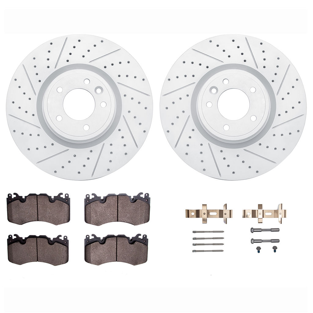 Dynamic Friction 2712-11029 - Brake Kit - Geoperformance Coated Drilled and Slotted Brake Rotor and Active Performance 309 Brake Pads