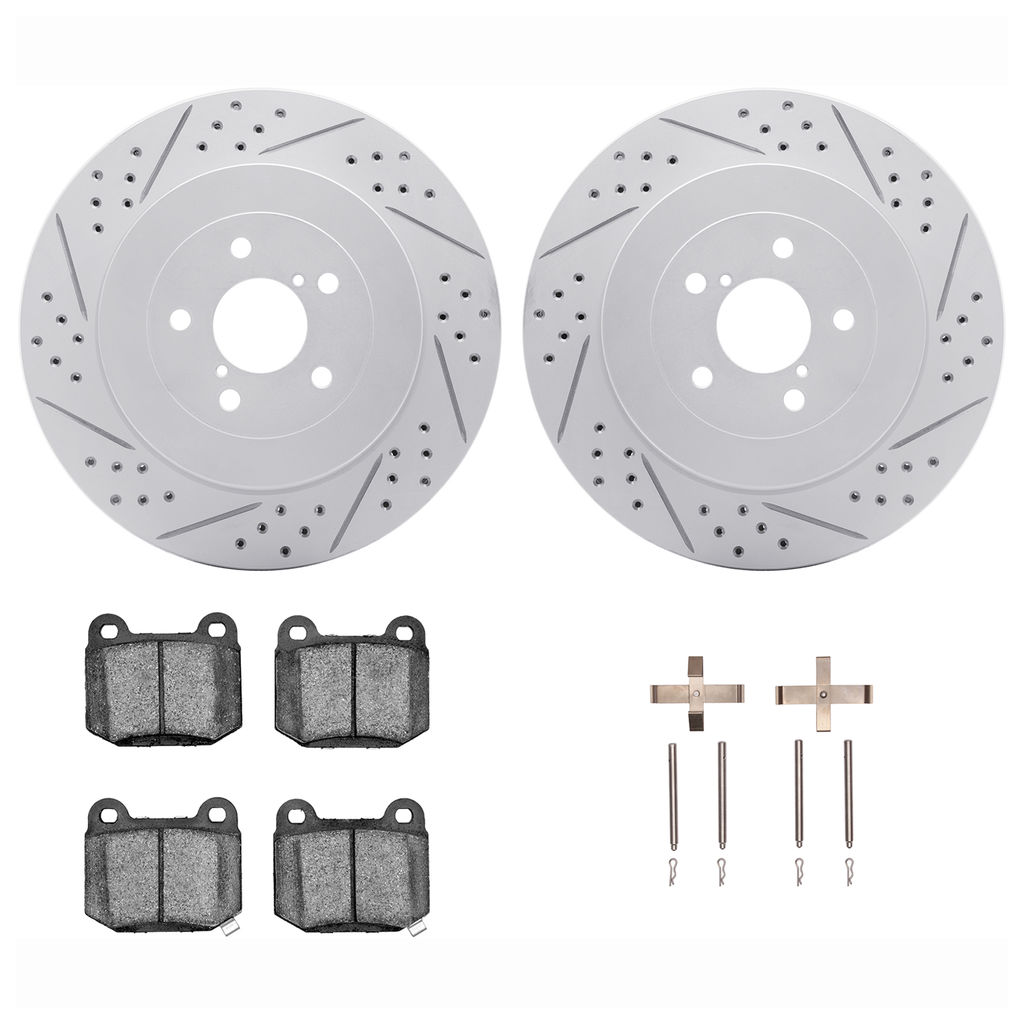 Dynamic Friction 2712-13019 - Brake Kit - Geoperformance Coated Drilled and Slotted Brake Rotor and Active Performance 309 Brake Pads