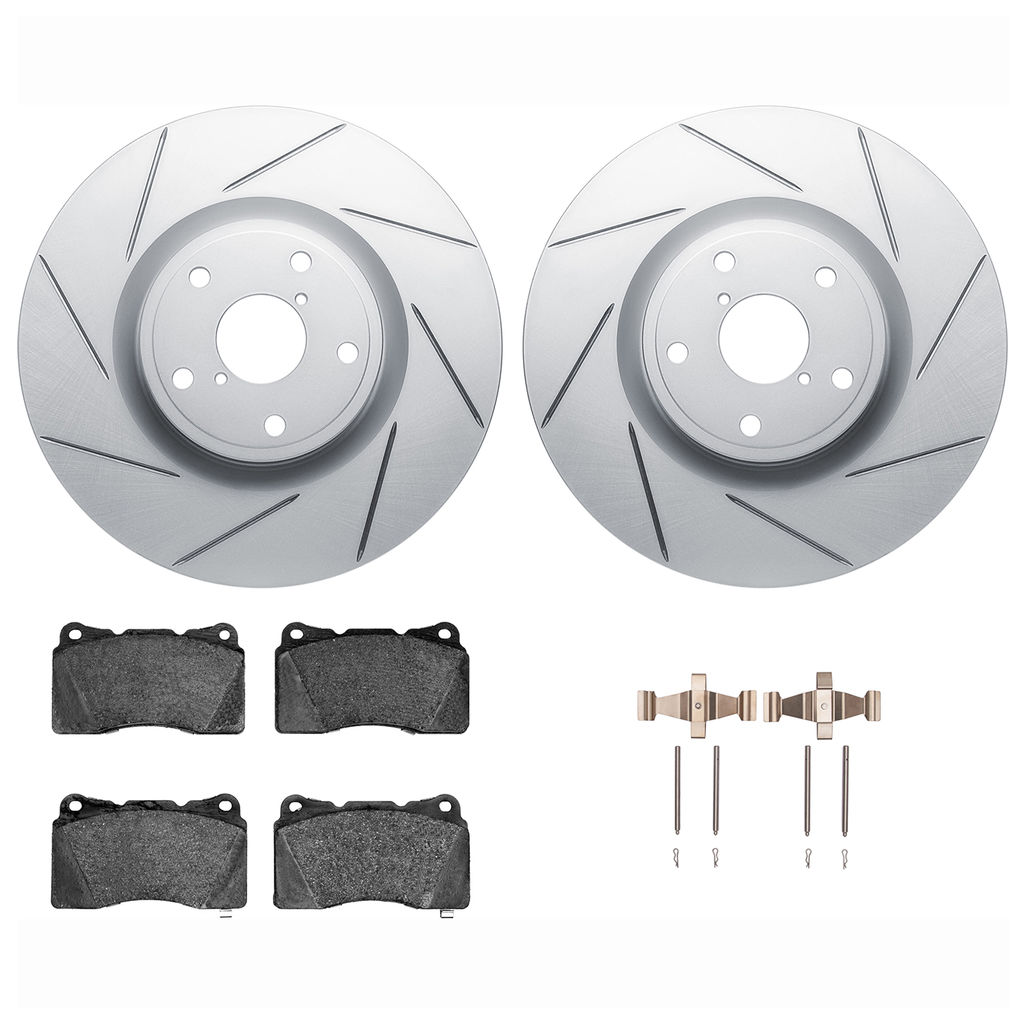 Dynamic Friction 2712-13021 - Brake Kit - Slotted Coated Carbon Alloy Brake Rotor and Active Performance 309 Brake Pads
