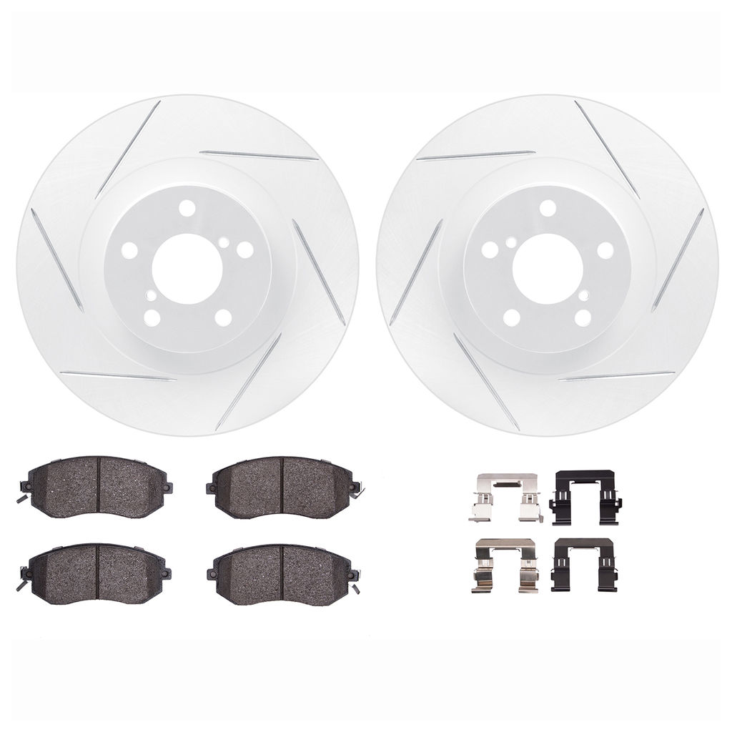 Dynamic Friction 2712-13073 - Brake Kit - Slotted Coated Carbon Alloy Brake Rotor and Active Performance 309 Brake Pads