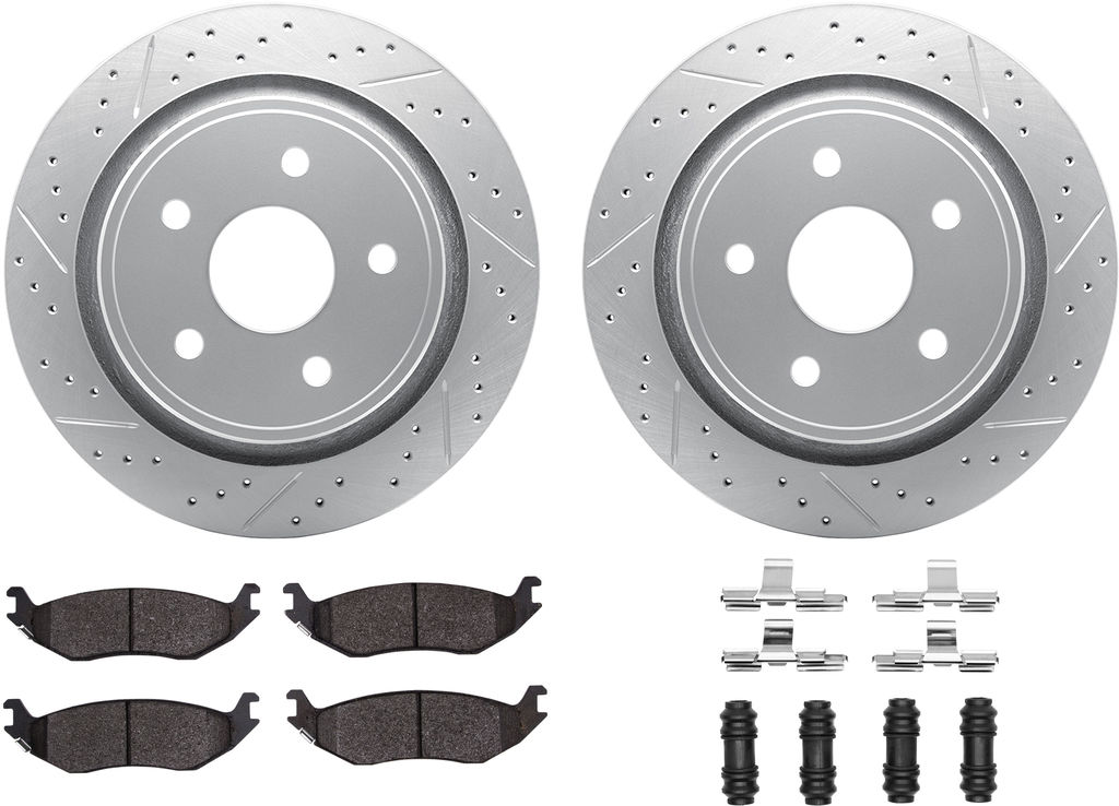 Dynamic Friction 2412-40010 - Brake Kit - Hi Carbon Drilled and Slotted Rotors and 1400 Brake Pads With Hardware