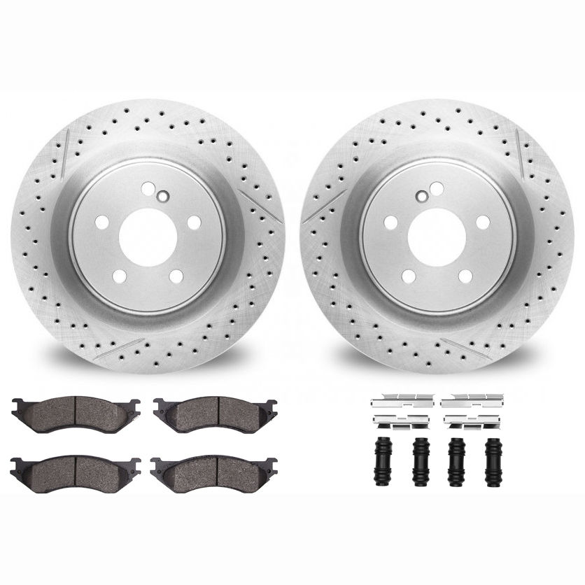 Dynamic Friction 2412-40011 - Brake Kit - Hi Carbon Drilled and Slotted Rotors and 1400 Brake Pads With Hardware