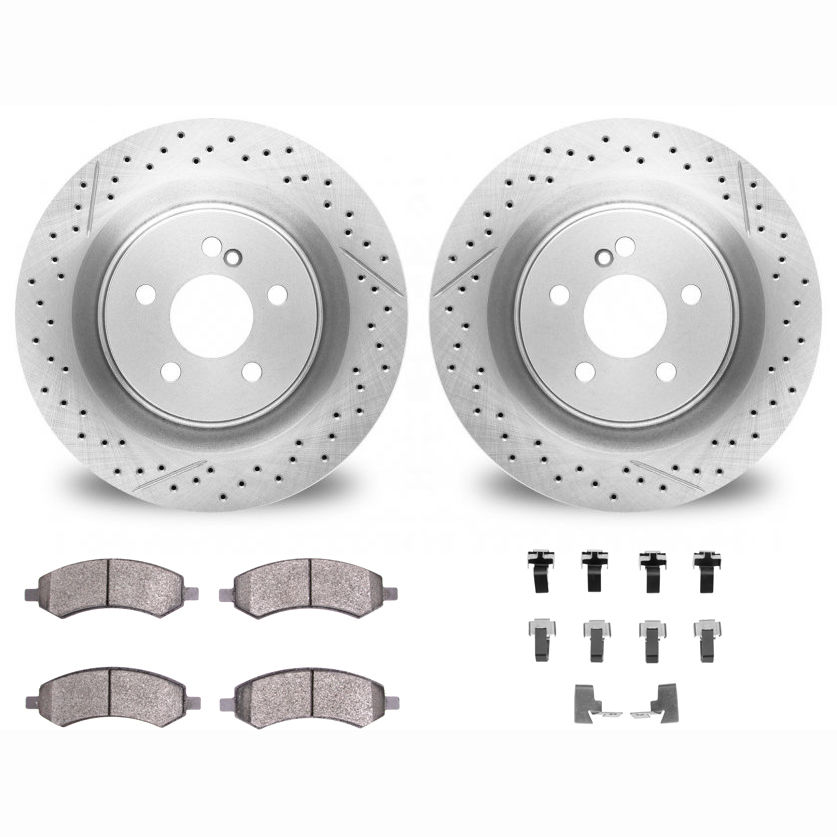 Dynamic Friction 2412-40015 - Brake Kit - Hi Carbon Drilled and Slotted Rotors and 1400 Brake Pads With Hardware