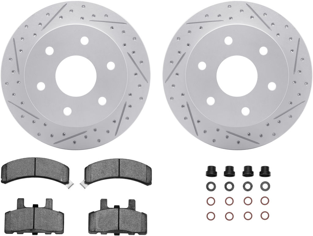 Dynamic Friction 2412-48003 - Brake Kit - Hi Carbon Drilled and Slotted Rotors and 1400 Brake Pads With Hardware