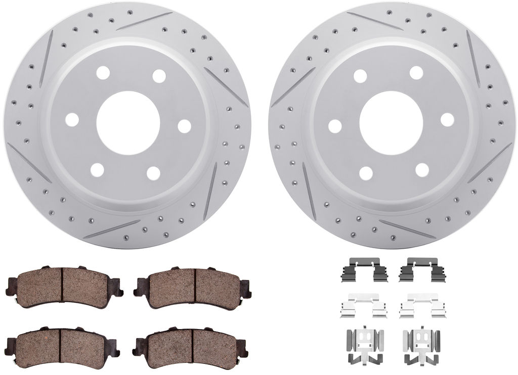 Dynamic Friction 2412-48014 - Brake Kit - Hi Carbon Drilled and Slotted Rotors and 1400 Brake Pads With Hardware