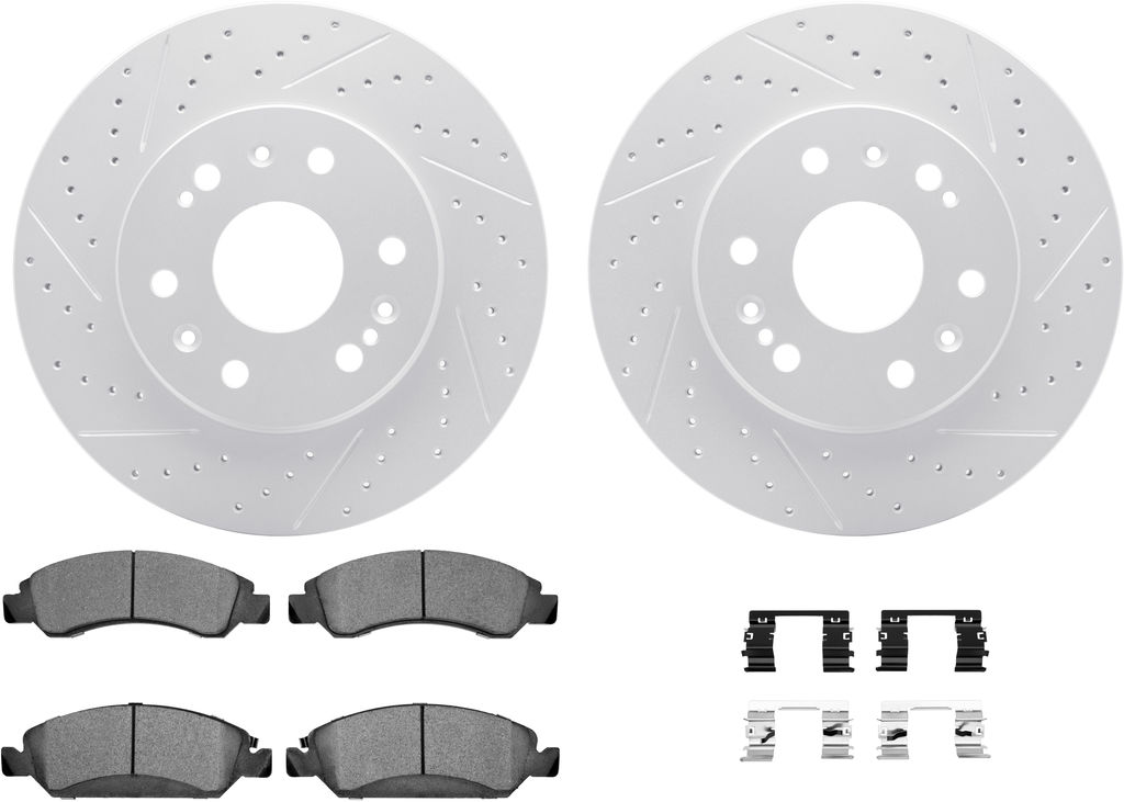 Dynamic Friction 2412-48024 - Brake Kit - Hi Carbon Drilled and Slotted Rotors and 1400 Brake Pads With Hardware