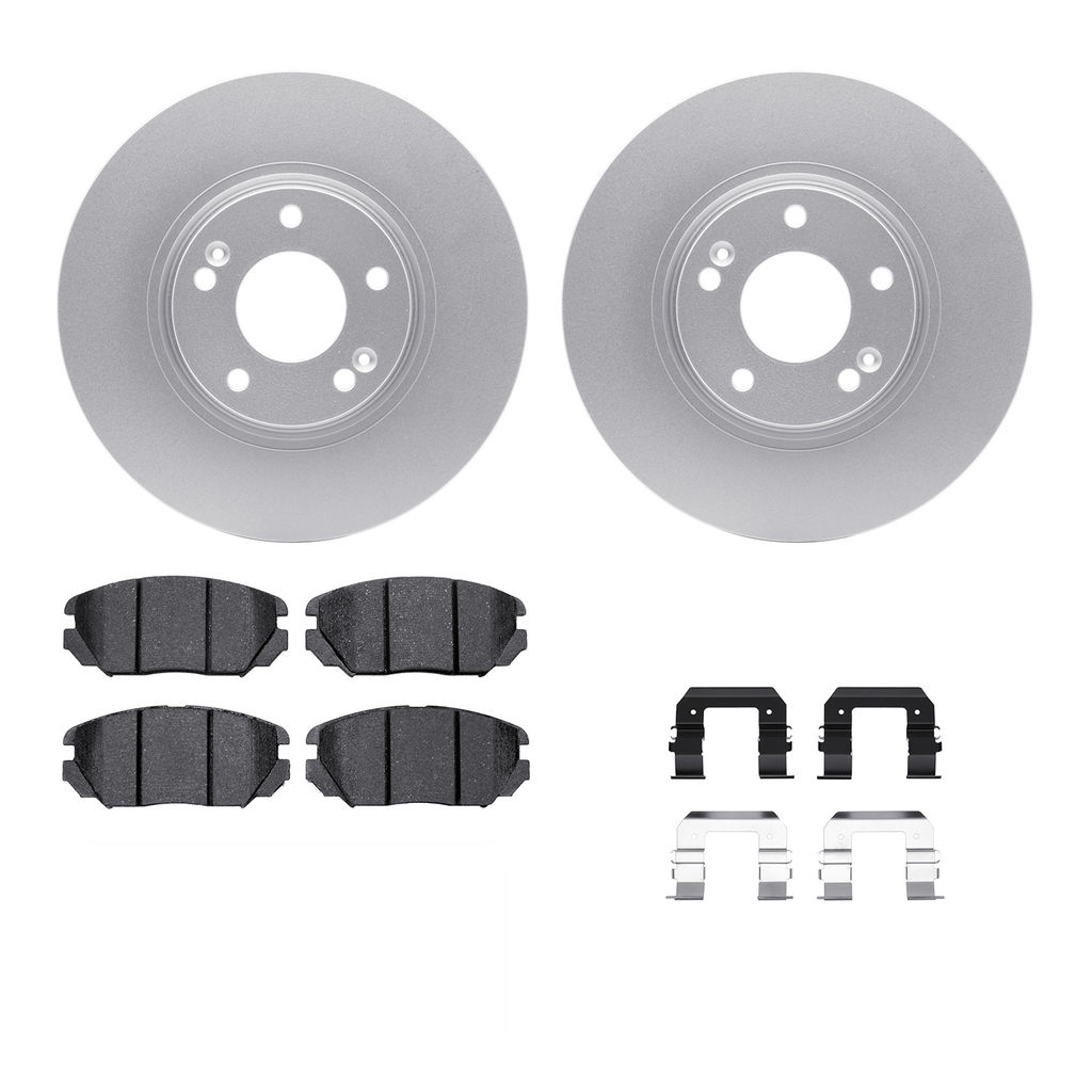 Dynamic Friction 4312-03017 - Brake Kit - Coated Brake Rotors and 3000 Ceramic Brake Pads with Hardware