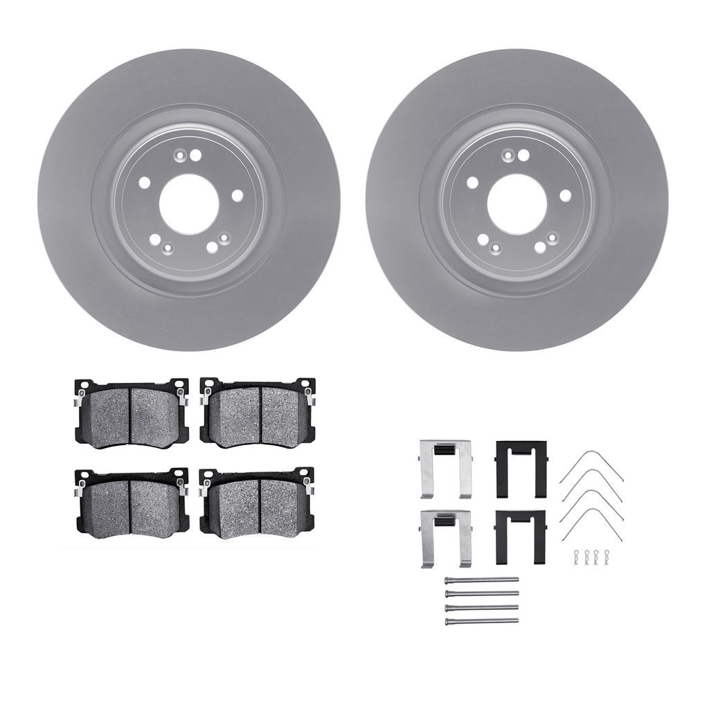 Dynamic Friction 4312-03087 - Brake Kit - Coated Brake Rotors and 3000 Ceramic Brake Pads with Hardware