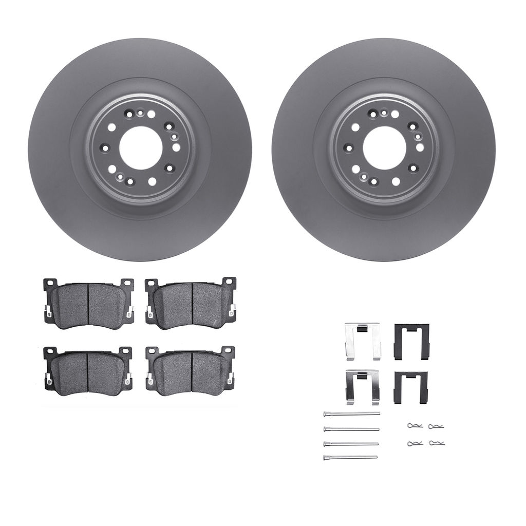 Dynamic Friction 4312-10001 - Brake Kit - Coated Brake Rotors and 3000 Ceramic Brake Pads with Hardware