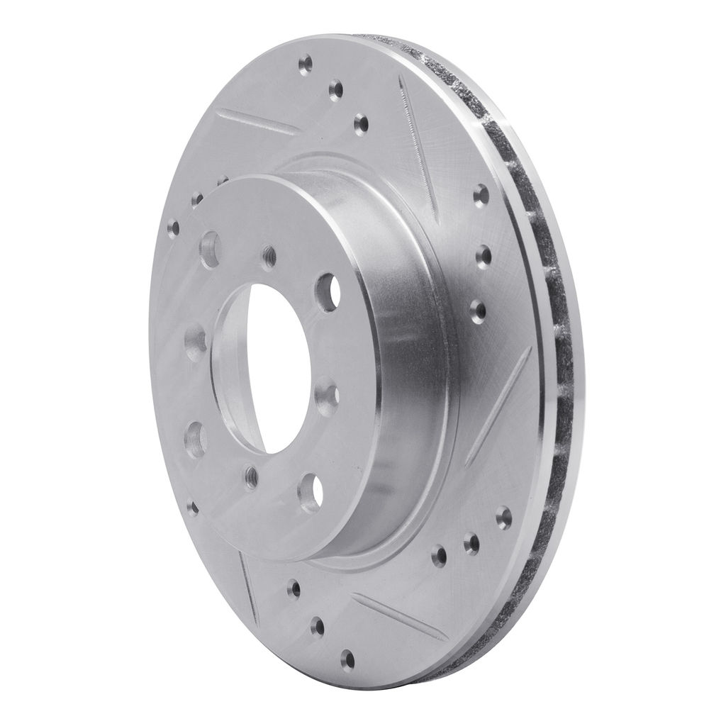 Dynamic Friction 631-01002R - Drilled and Slotted Silver Zinc Brake Rotor