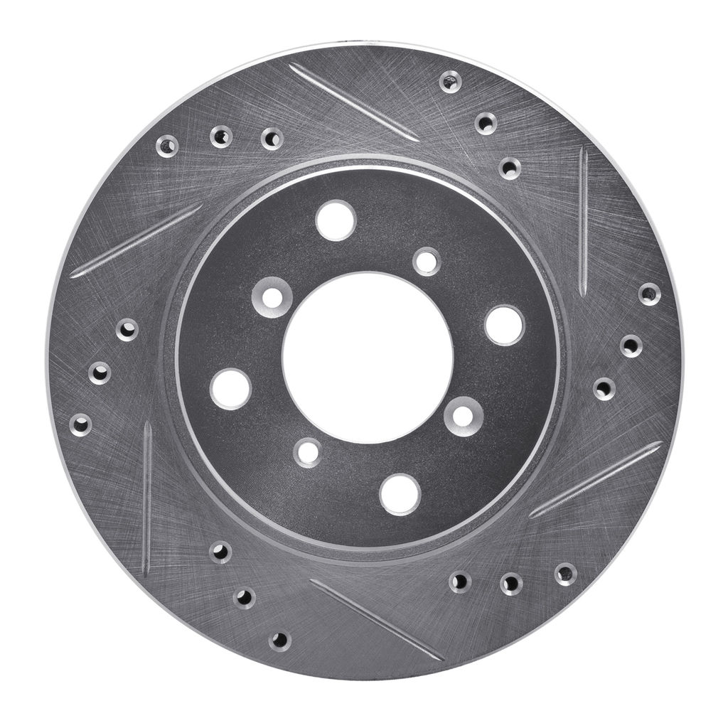 Dynamic Friction 631-01002R - Drilled and Slotted Silver Zinc Brake Rotor