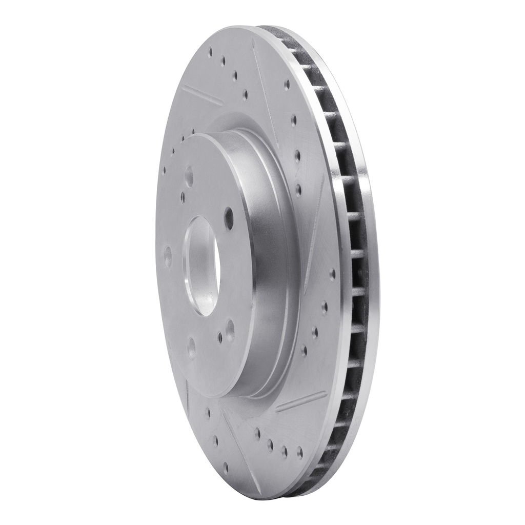 Dynamic Friction 631-01014R - Drilled and Slotted Silver Zinc Brake Rotor