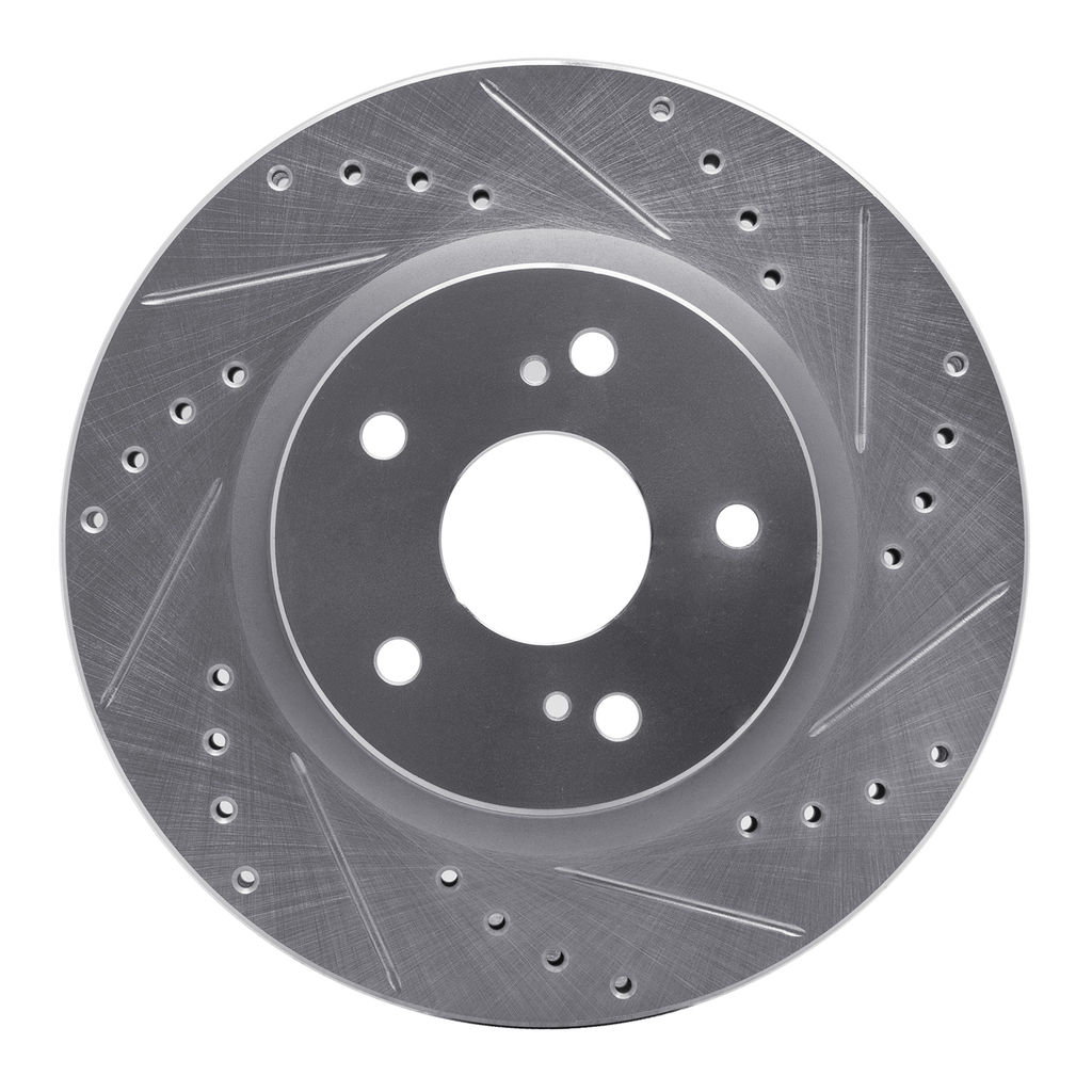 Dynamic Friction 631-01014R - Drilled and Slotted Silver Zinc Brake Rotor