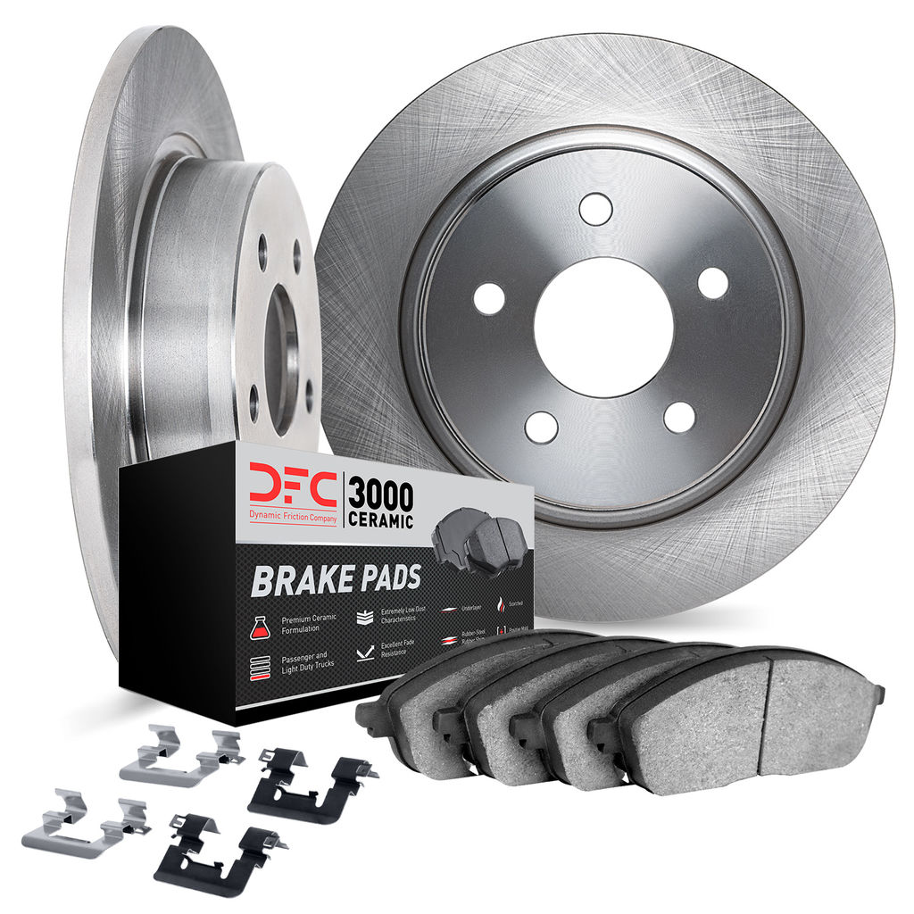 Dynamic Friction 6312-13036 - Brake Kit - Quickstop Rotors and 3000 Ceramic Brake Pads with Hardware