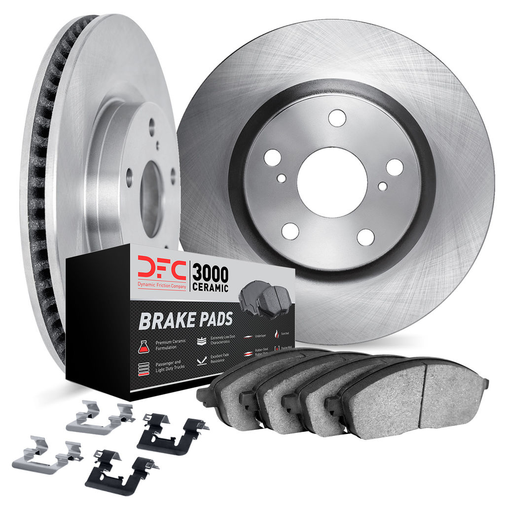 Dynamic Friction 6312-13056 - Brake Kit - Quickstop Rotors and 3000 Ceramic Brake Pads with Hardware