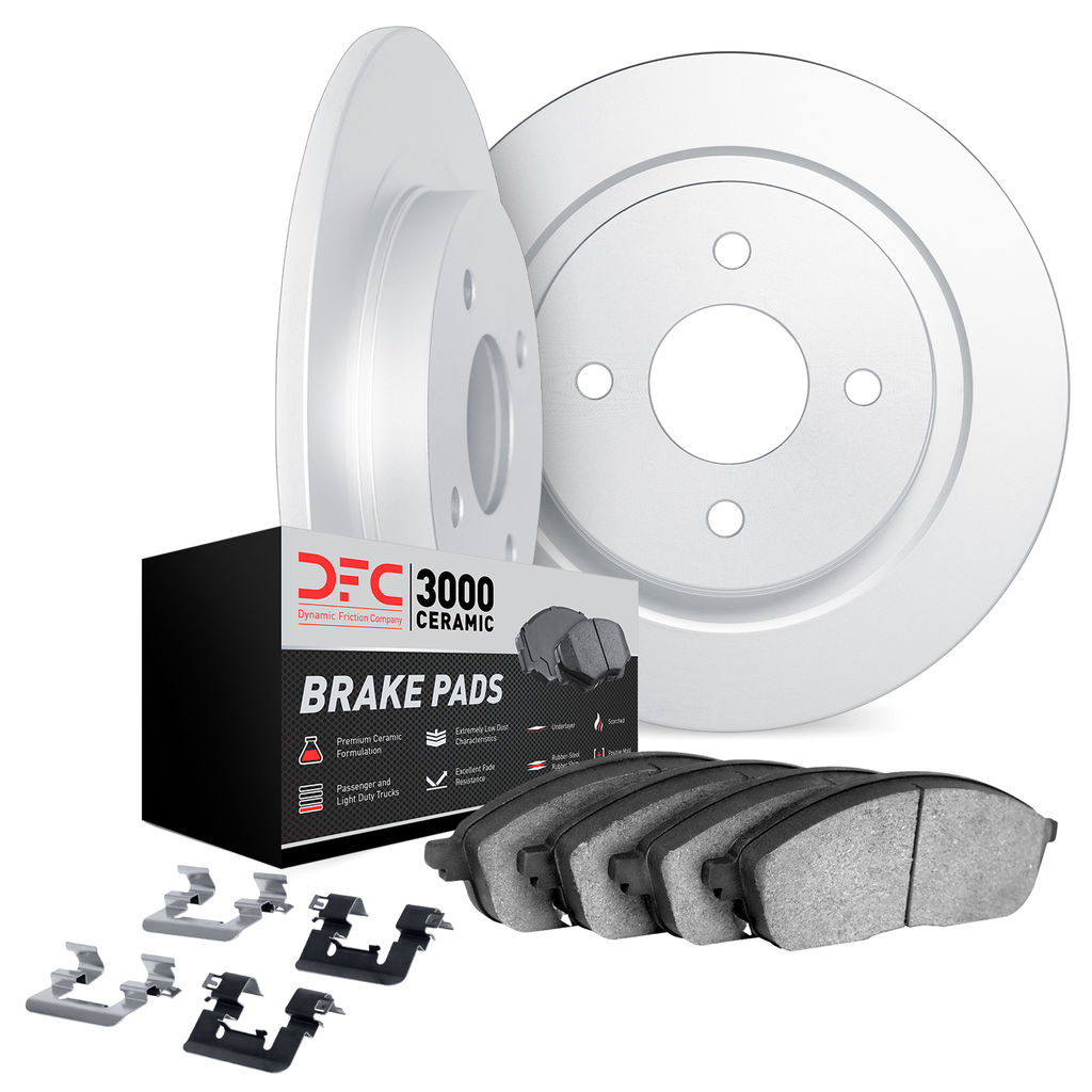 Dynamic Friction 6312-16004 - Brake Kit - Quickstop Rotors and 3000 Ceramic Brake Pads with Hardware