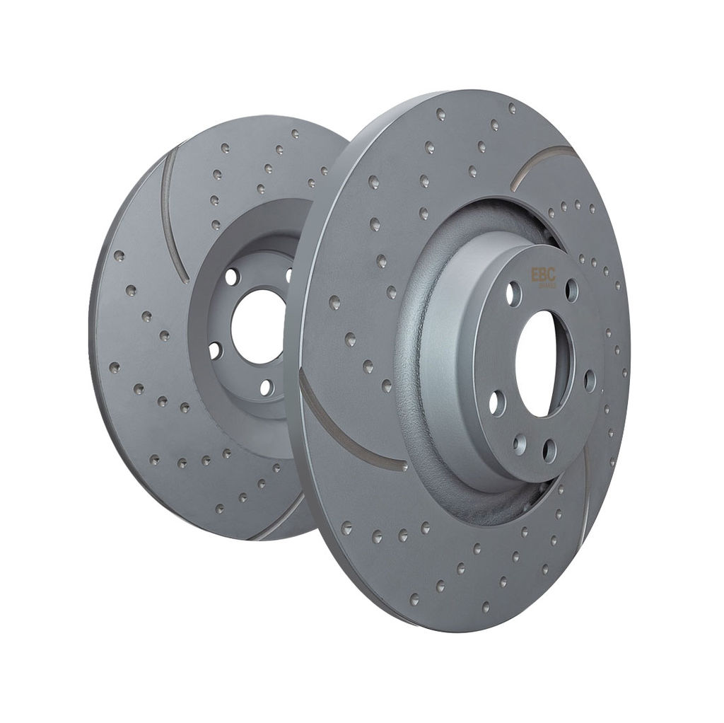 EBC Brakes GD053 - Slotted and Dimpled Solid Front Disc Brake Rotors, 2-Wheel Set