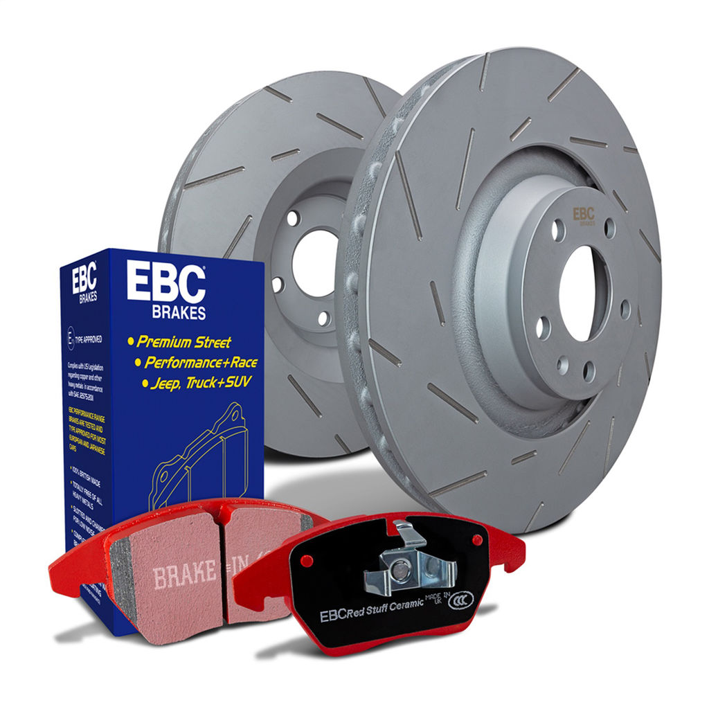 EBC Brakes S4KF1001 - S4 Redstuff Disc Brake Pad Set and USR Sport Slotted Brake Rotors, 2-Wheel Set