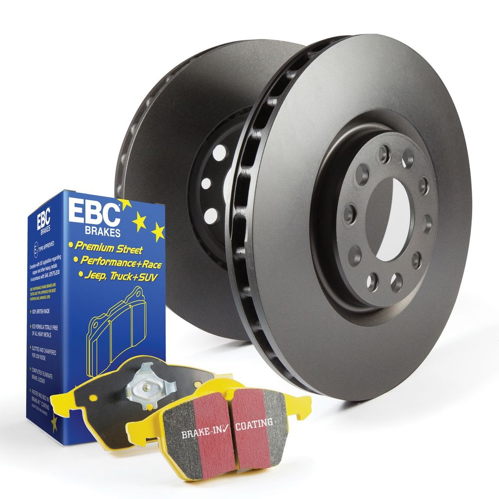 EBC Brakes S13KF1028 - S13 Yellowstuff Disc Brake Pad Set and RK Smooth Disc Brake Rotors, 2-Wheel Set