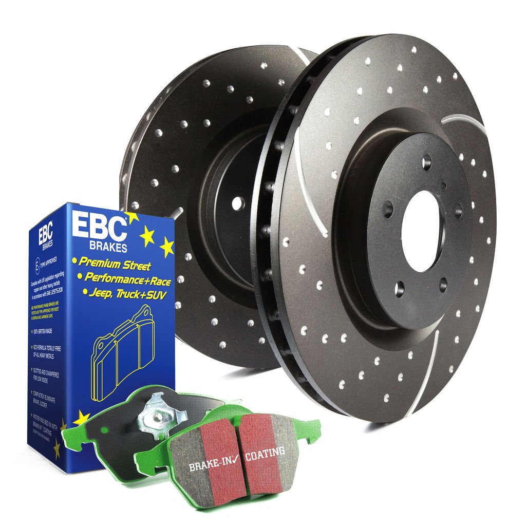 EBC Brakes S3KF1053 - S3 Greenstuff 6000 Brake Pads and GD Slotted and Dimpled Brake Rotors, 2-Wheel Set