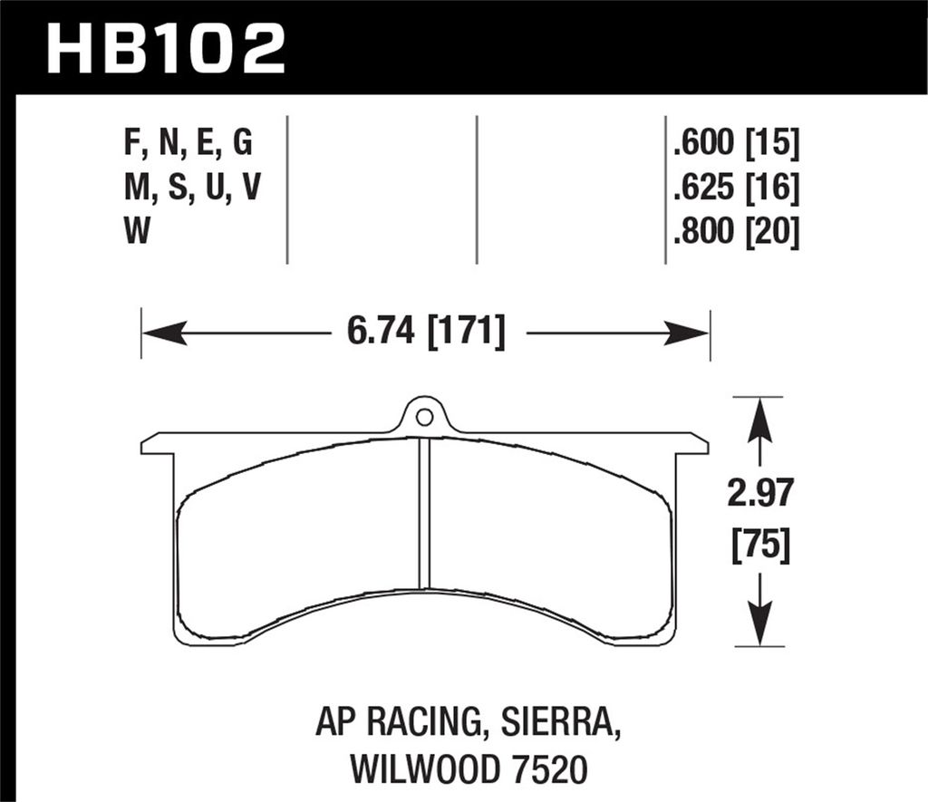 Hawk Performance HB102G.600 - DTC-60 Brake Pads, 2 Wheel Set, Race Use Only