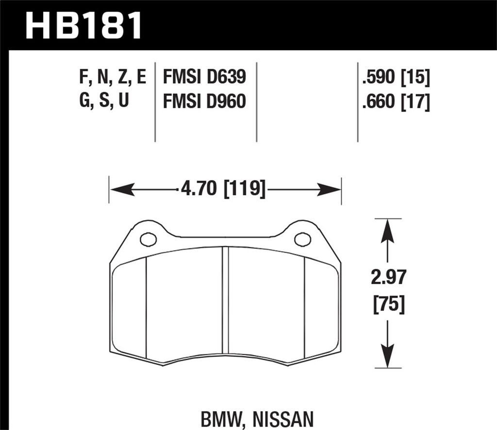 Hawk Performance HB181G.660 - DTC-60 Brake Pads, 2 Wheel Set, Race Use Only