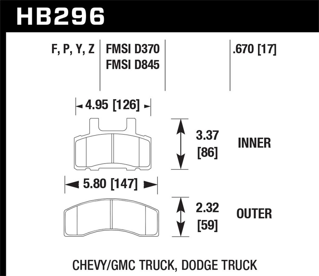 Hawk Performance HB296P.670 - Super Duty Truck Brake Pads, 2 Wheel Set