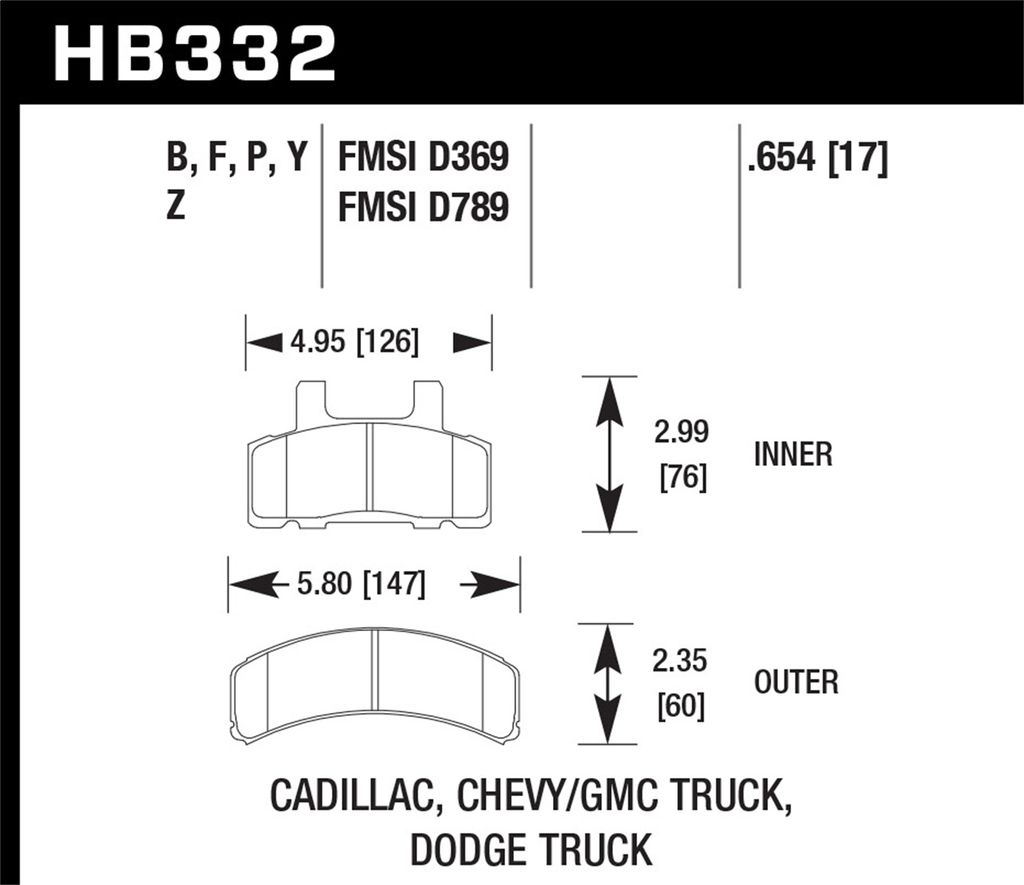 Hawk Performance HB332P.654 - Super Duty Truck Brake Pads, 2 Wheel Set