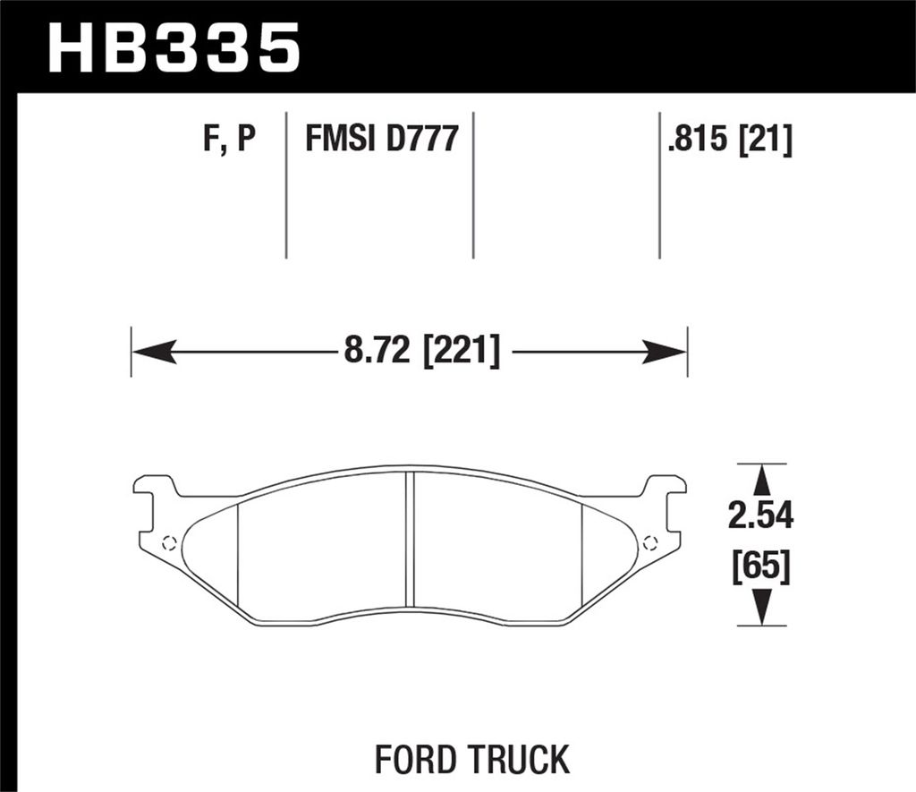 Hawk Performance HB335P.815 - Super Duty Truck Brake Pads, 2 Wheel Set