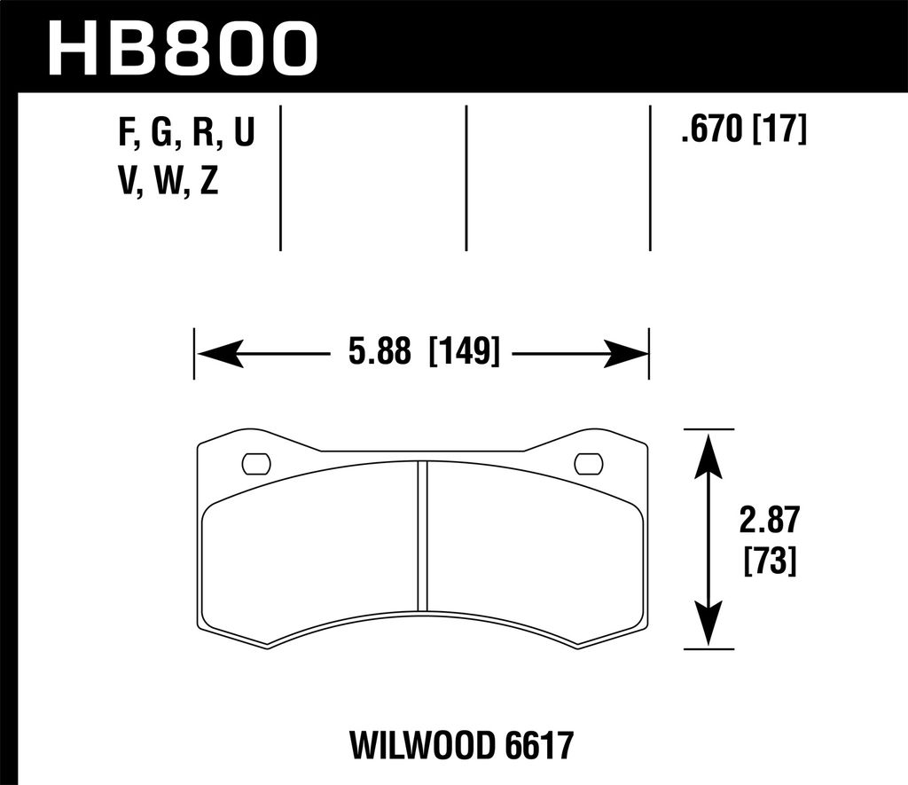 Hawk Performance HB800N.670 - HP Plus Brake Pads, 2 Wheel Set