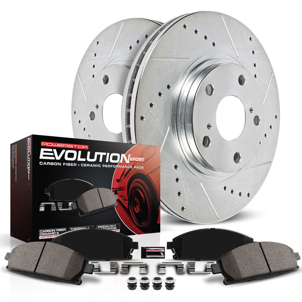 PowerStop K1070 - Z23 Drilled and Slotted Brake Rotors and Pads Kit