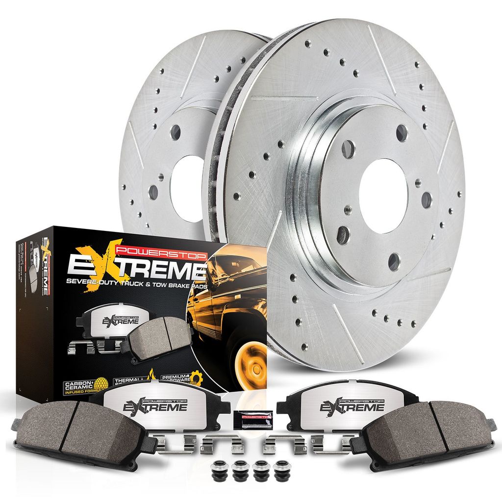 PowerStop K1134-36 - Z36 Drilled and Slotted Truck and Tow Brake Rotors and Pads Kit