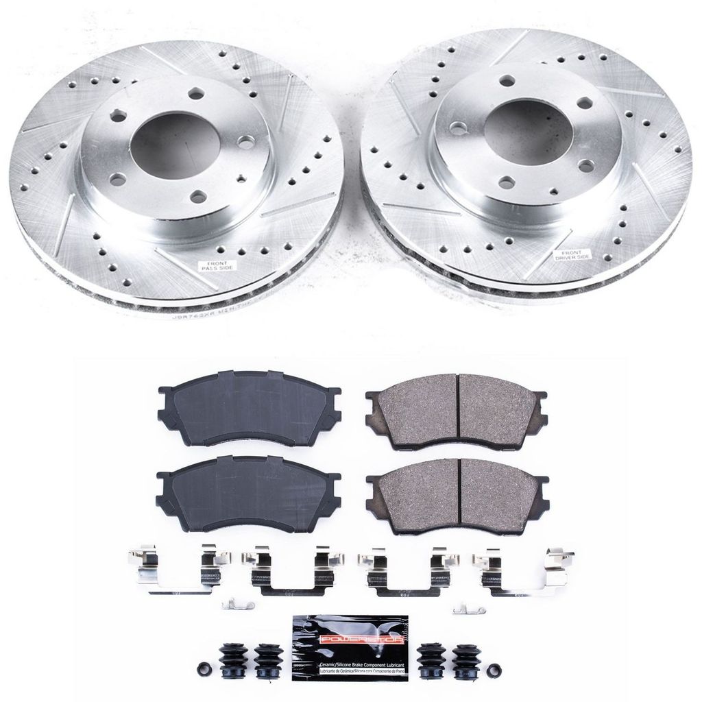 PowerStop K1186 - Z23 Drilled and Slotted Brake Rotors and Pads Kit