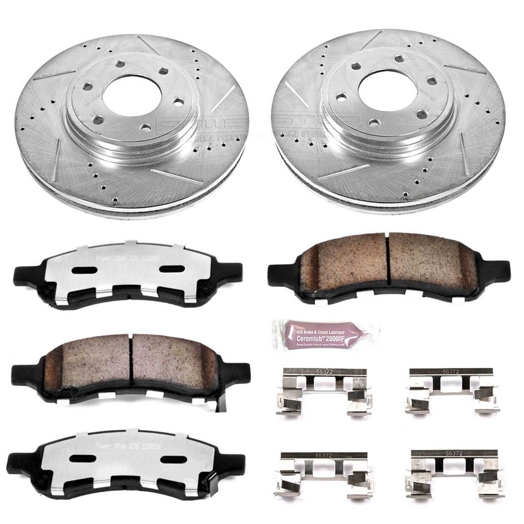 PowerStop K1453-36 - Z36 Drilled and Slotted Truck and Tow Brake Rotors and Pads Kit