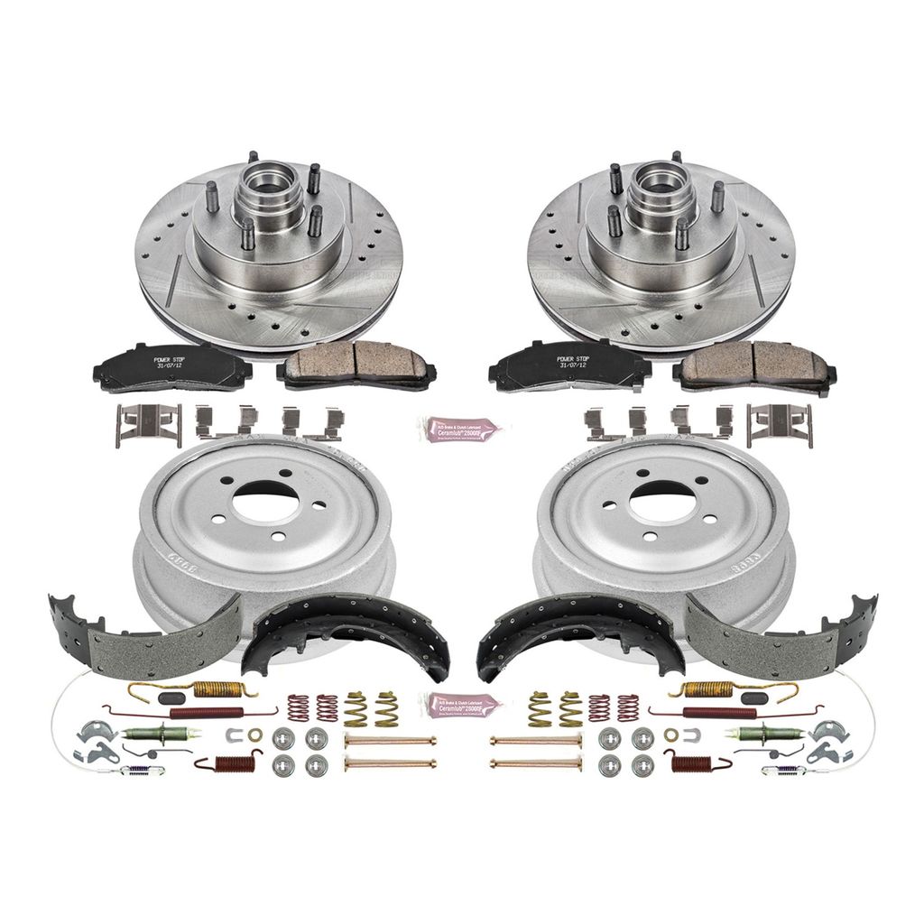 PowerStop K15006DK - Z23 Drilled and Slotted Brake Pad, Rotor, Drum, and Shoe Kit