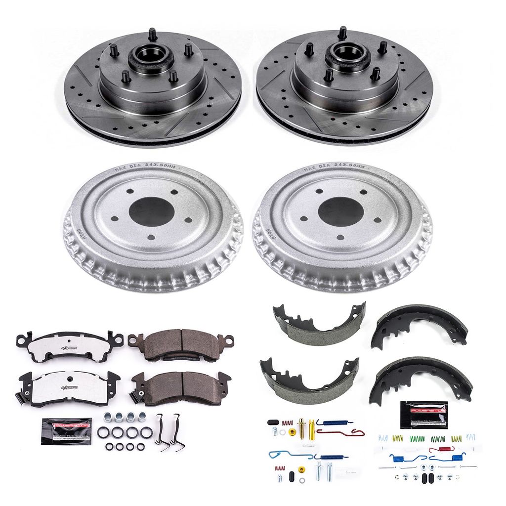 PowerStop K15022DK-26 - Z26 Drilled and Slotted Brake Pad, Rotor, Drum, and Shoe Kit