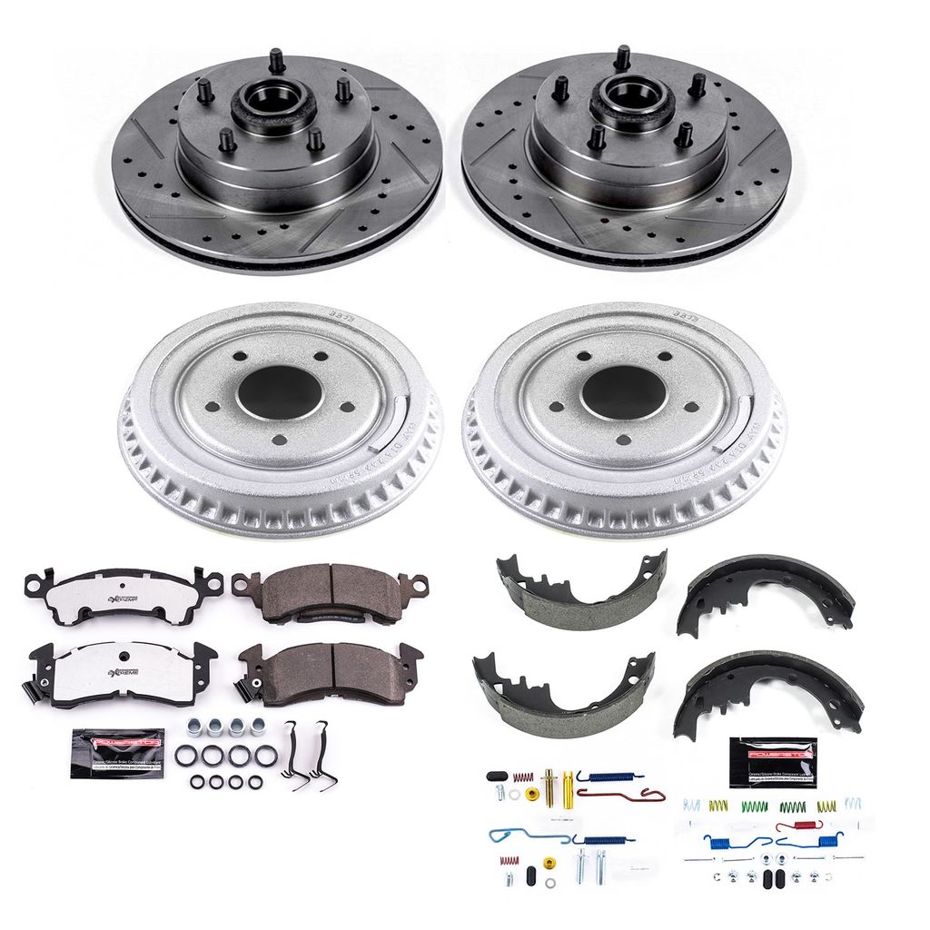 PowerStop K15024DK-26 - Z26 Drilled and Slotted Brake Pad, Rotor, Drum, and Shoe Kit