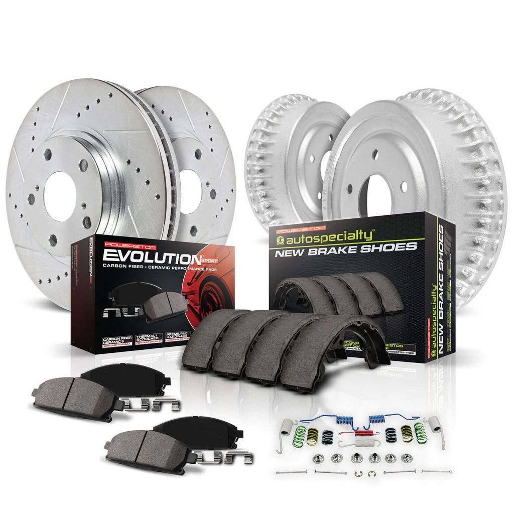 PowerStop K15042DK - Z23 Drilled and Slotted Brake Pad, Rotor, Drum, and Shoe Kit