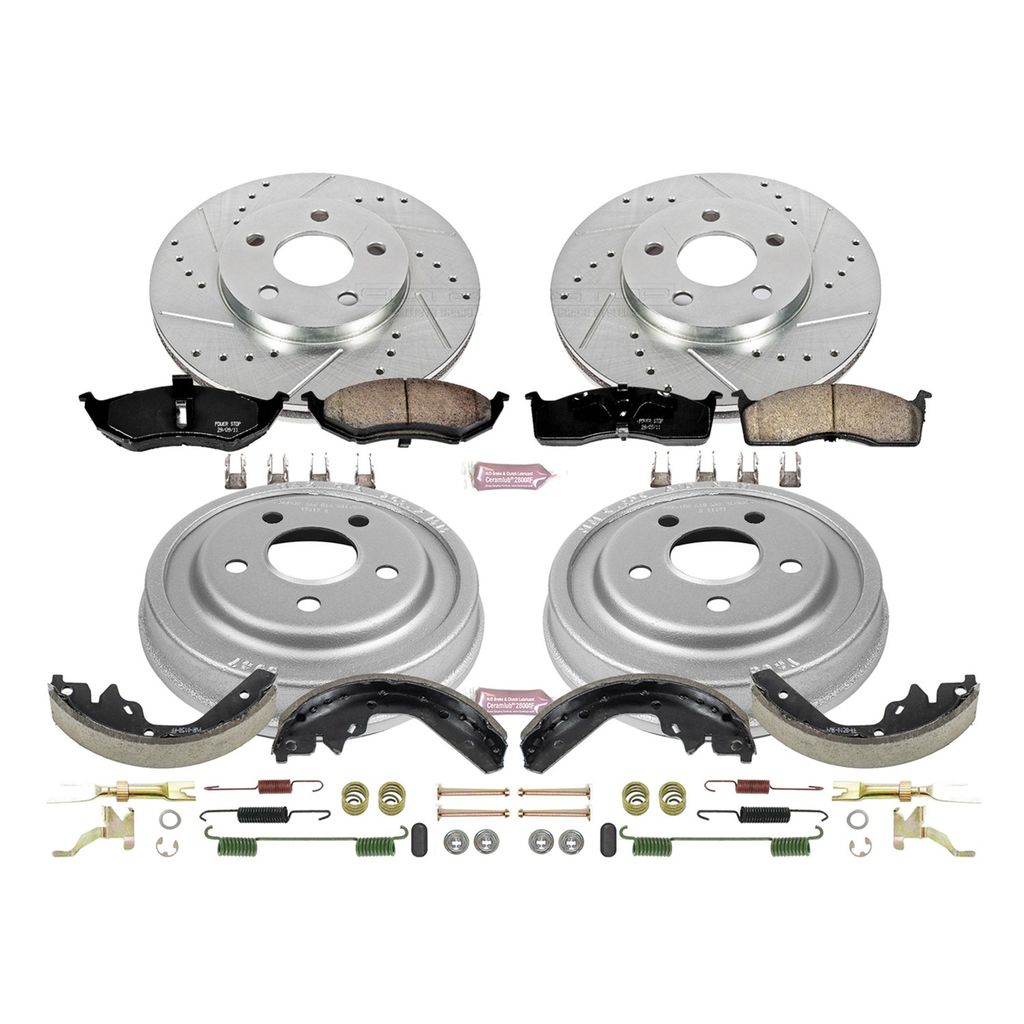 PowerStop K15058DK - Z23 Drilled and Slotted Brake Pad, Rotor, Drum, and Shoe Kit