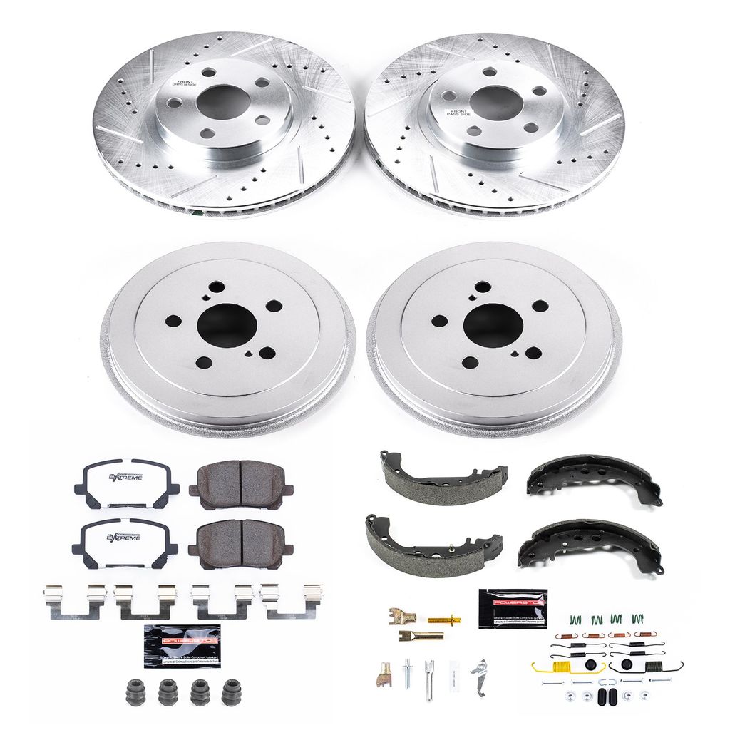 PowerStop K15200DK-26 - Z26 Drilled and Slotted Brake Pad, Rotor, Drum, and Shoe Kit