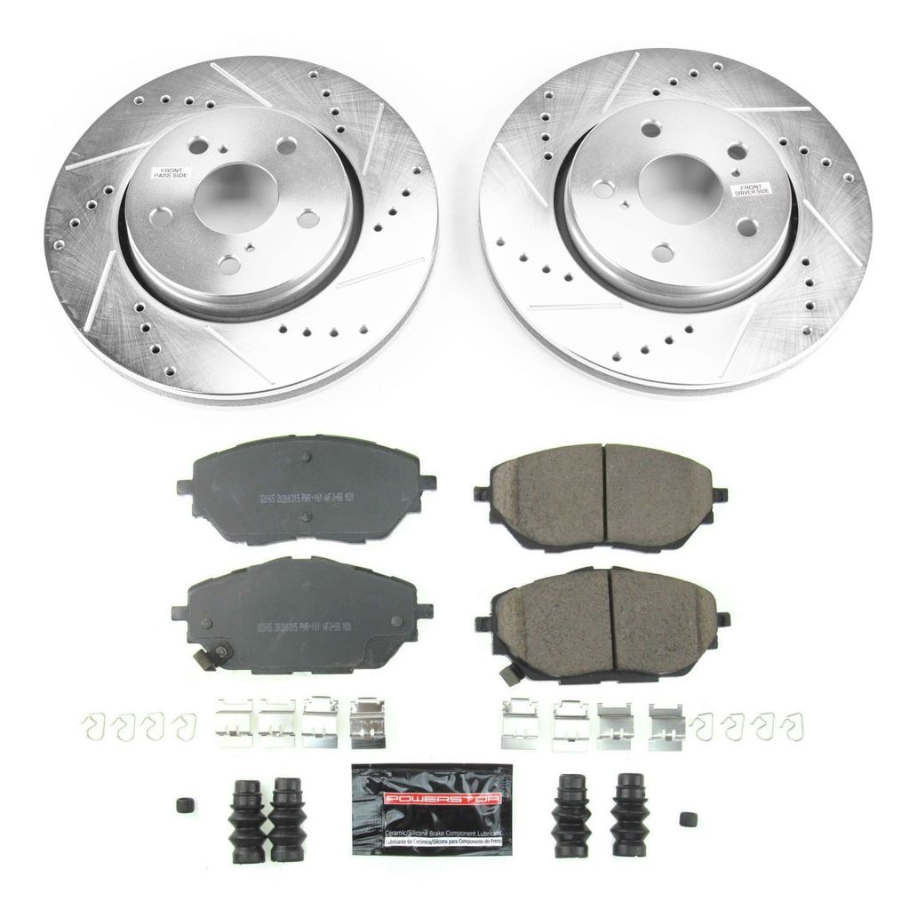 PowerStop K7890 - Front Z23 Drilled and Slotted Brake Rotors and Pads Kit