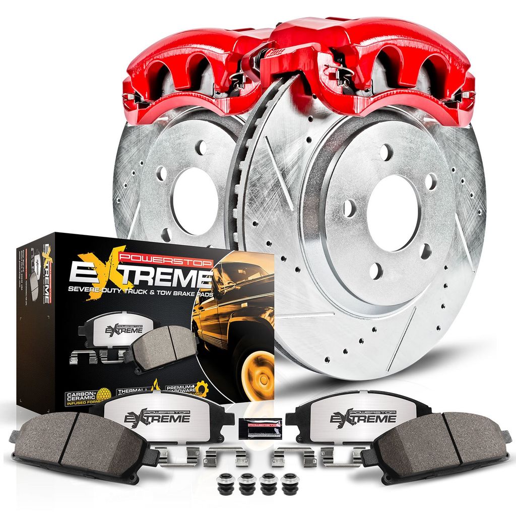 PowerStop KC1766-36 - Z36 Drilled and Slotted Truck and Tow Brake Pad, Rotor, and Caliper Kit