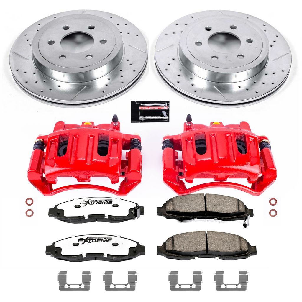 PowerStop KC2187-36 - Z36 Drilled and Slotted Truck and Tow Brake Pad, Rotor, and Caliper Kit