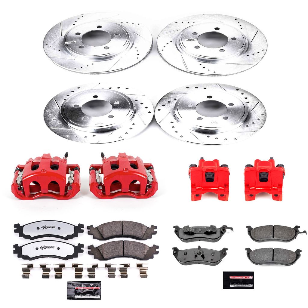 PowerStop KC2721-36 - Z36 Drilled and Slotted Truck and Tow Brake Pad, Rotor, and Caliper Kit