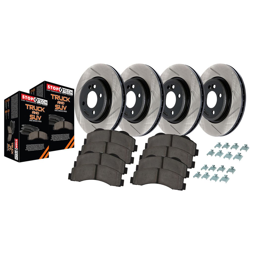Stoptech 967.67001 - Disc Brake Pad and Rotor Kit, Slotted, 4-Wheel Set