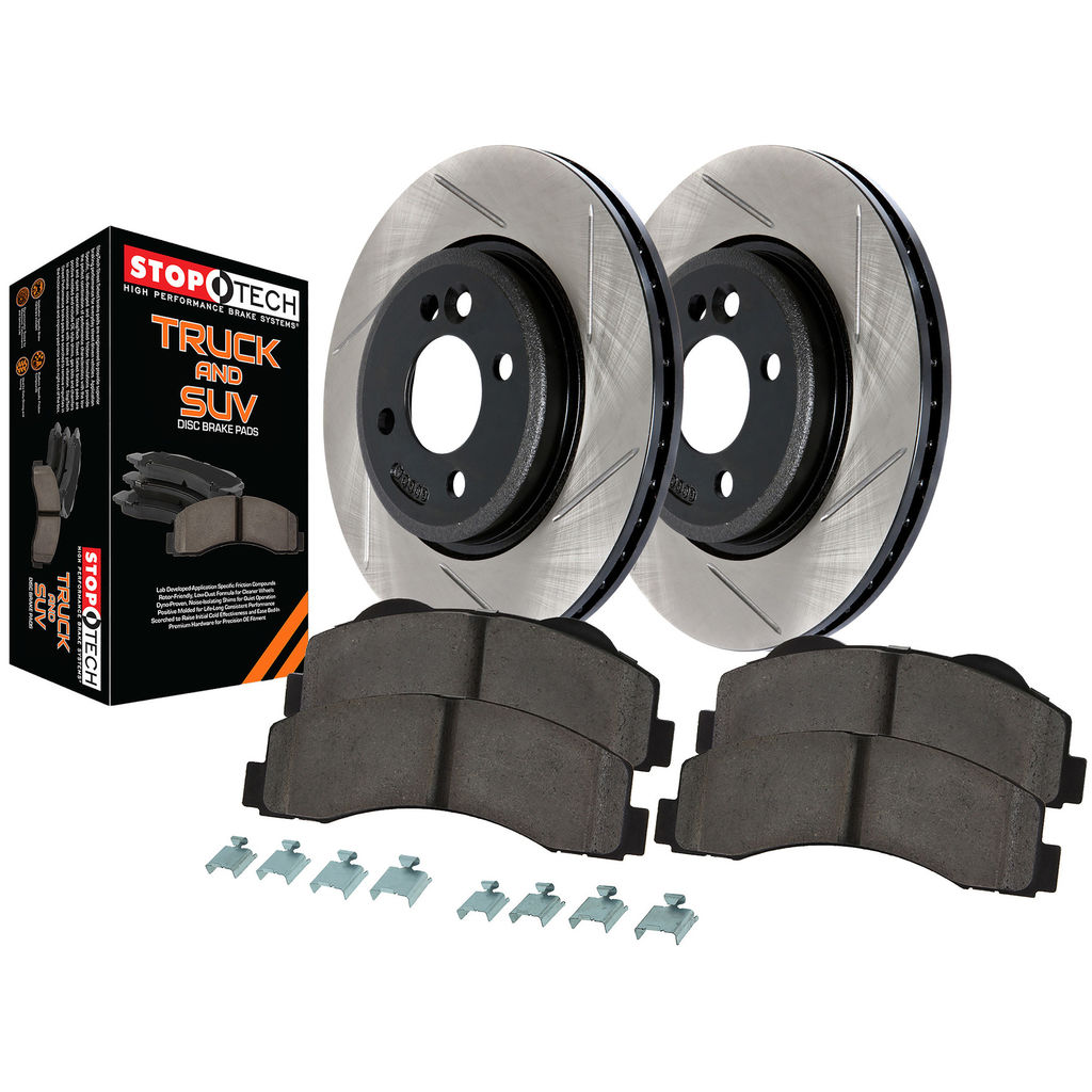 Stoptech 970.22007 - Disc Brake Pad and Rotor Kit, Slotted, 2-Wheel Set